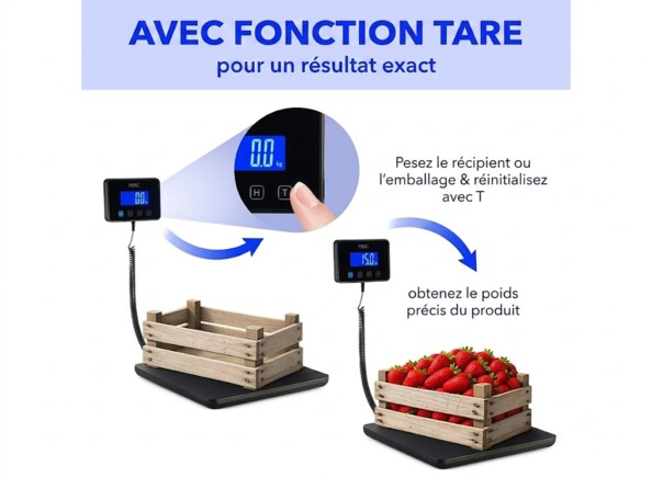 Balance numérique pour colis jusqu'à 200 kg avec indications fonction tare