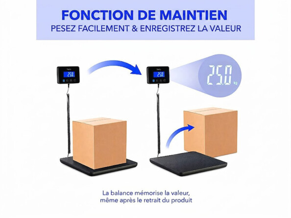Balance numérique pour colis jusqu'à 200 kg avec indications fonction de maintien