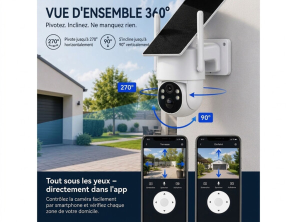 Caméra de surveillance solaire connectée Pan-Tilt 2K IPC-945