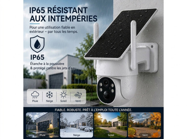 Caméra de surveillance solaire connectée Pan-Tilt 2K IPC-945