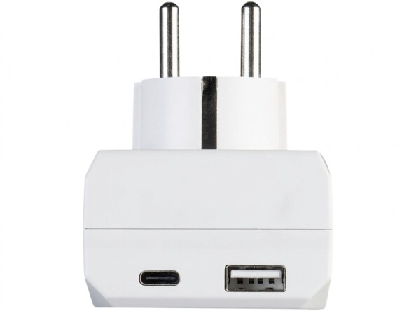 Chargeur secteur USB-C et USB-A avec prise déportée