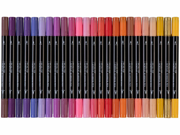 24 feutres acryliques à double pointe 0,5 mm / 5 mm