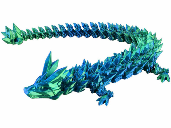 dragon imprimé en 3D articulé 28 cm vu de face