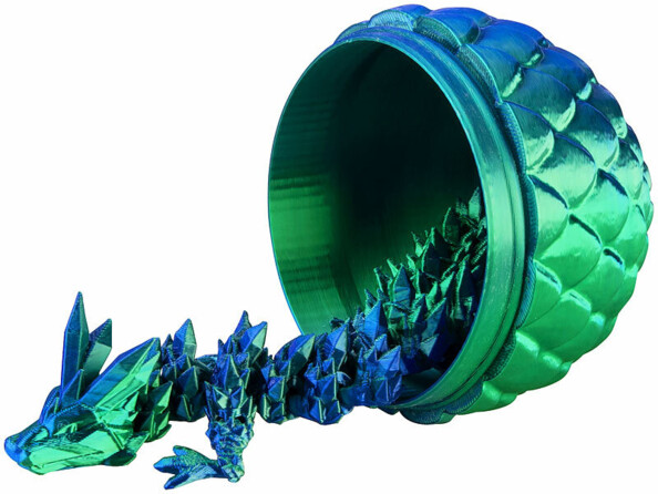 dragon imprimé en 3D articulé sortant de son oeuf