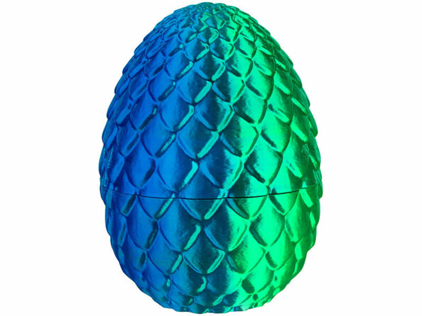 oeuf de dragon imprimé en 3D vu de face