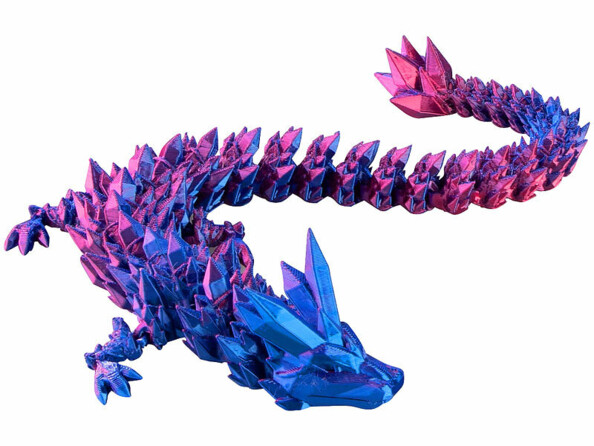 dragon imprimé en 3D 28 cm articulé vu de face
