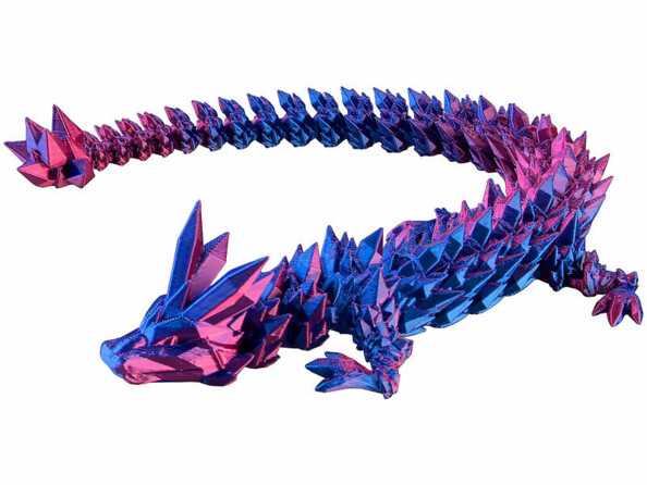 dragon imprimé en 3D 28 cm articulé vu du coté droit