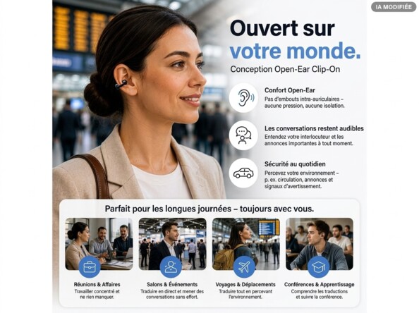 Ecouteurs bluetooth 6.0 avec traducteur IA instantané 133 langues