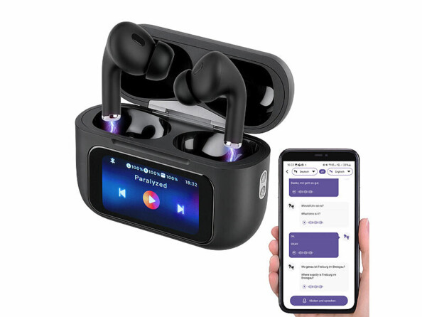 Écouteurs sans fil intra-auriculaires avec traducteur IA - Noir