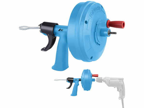 Furet de plomberie 8 m / Ø 6,3 mm avec manivelle et mandrin pour perceuse