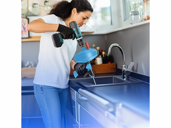 Furet de plomberie 8 m / Ø 6,3 mm avec manivelle et mandrin pour perceuse