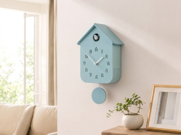 Horloge à coucou en bois - coloris bleu