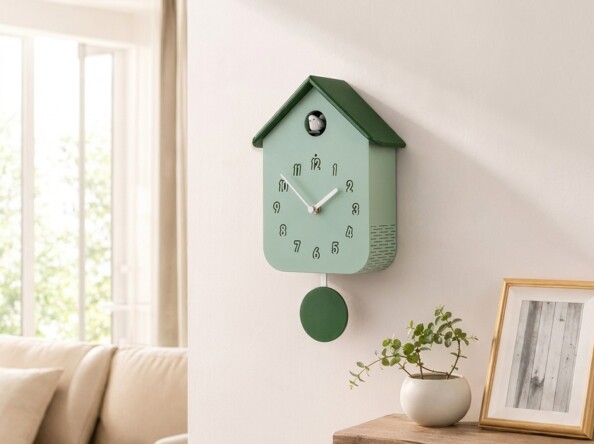 Horloge à coucou en bois - coloris vert