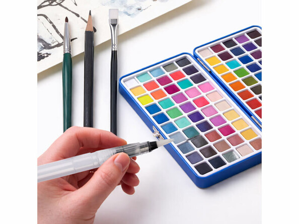 Boite de peinture aquarelle 100 couleurs avec 3 pinceaux