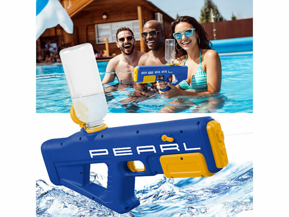 Pistolet à eau électrique et misen en situation dans une piscine