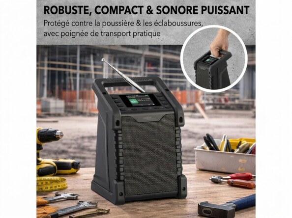 Radio d'extérieur et de chantier rechargeable DAB+/FM DOR-805 avec fonction bluetooth