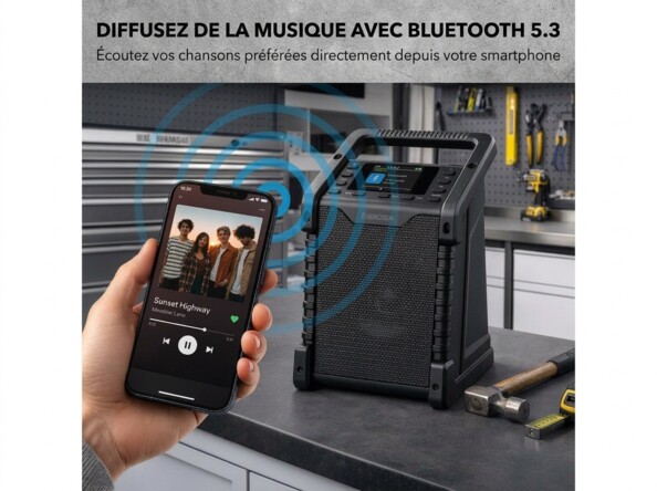 Radio d'extérieur et de chantier rechargeable DAB+/FM DOR-805 avec fonction bluetooth