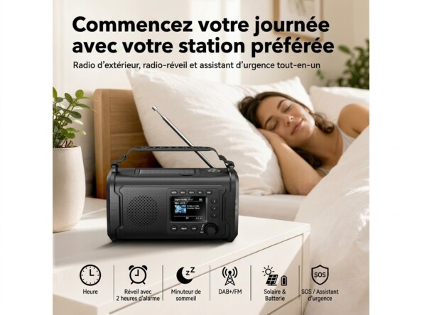 Radio de secours SOL-1555 avec dynamo, batterie externe 20000 mAh et lampe LED