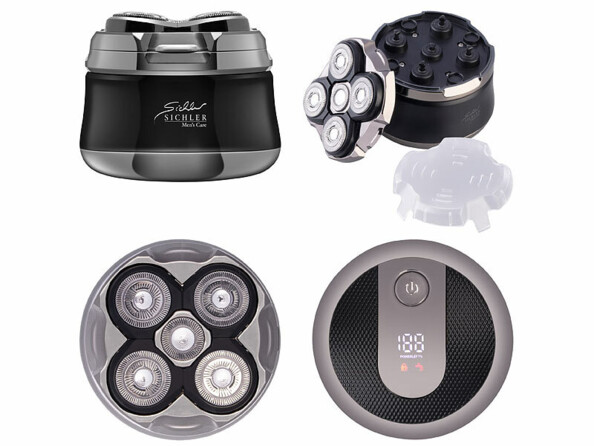 Rasoir électrique rechargeable pour crâne vus sous tous les angles