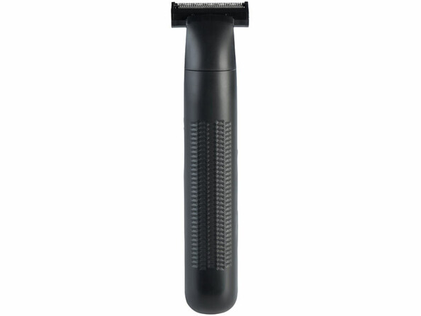 Tondeuse électrique noire, poignée ergonomique texturée, tête de précision, aucune marque apparente