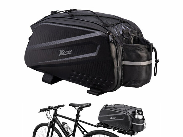 Sacoche vélo porte-bagages et sac bandoulière 10 L avec vue mise en situation sur vélo