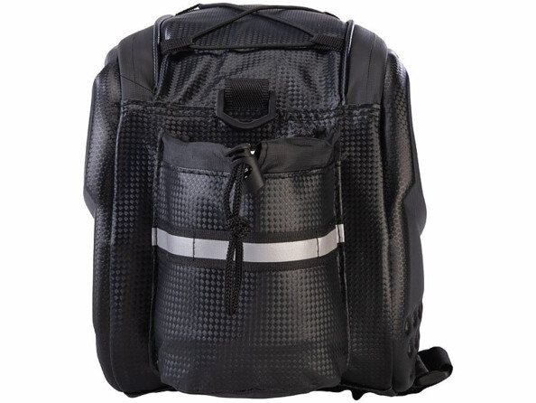 Sacoche porte-bagages et sac bandoulière 10 L pour vélo vue arrière avec réflecteur