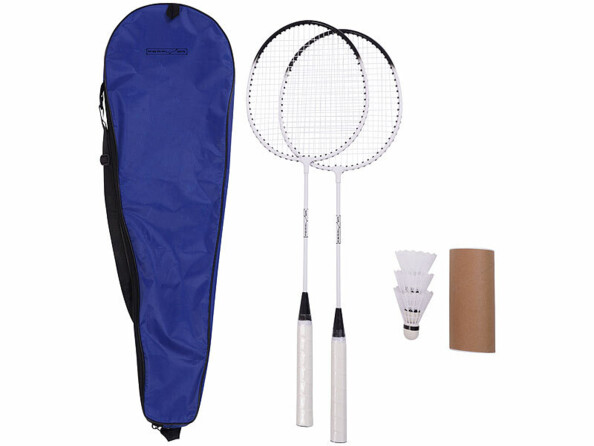 Kit de badminton avec 2 raquettes, 3 volants et housse de transport du de face