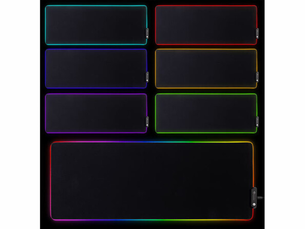 Tapis de souris gaming avec éclairage LED vues des différents mode d'éclairage