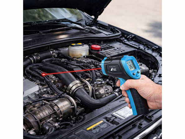 mise en situation dans un compartiment moteur du Thermomètre infrarouge sans contact