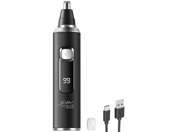 Tondeuse nez et oreilles Sichler Beauty avec accessoires – câble USB-C et capuchon