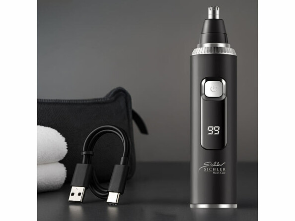 Tondeuse nez et oreilles Sichler Beauty avec câble USB-C et housse de rangement