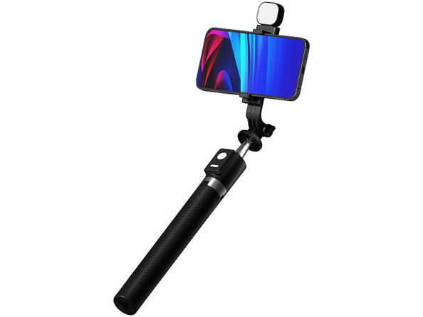 Trépied smartphone et perche à selfie 170 cm avec déclencheur à distance et éclairage LED