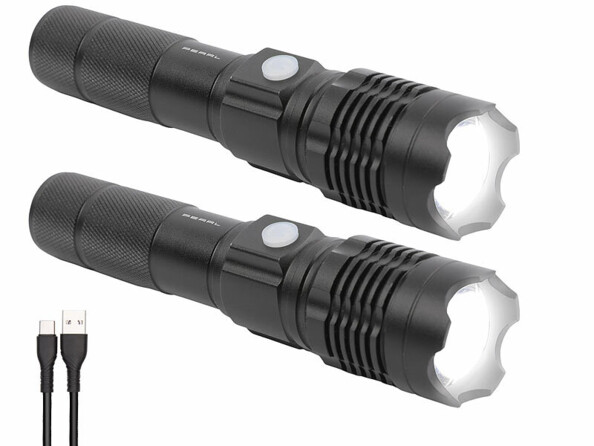 Pack de 2 lampes-torches LED rechargeables 800 lm en aluminium de la marque KryoLights
