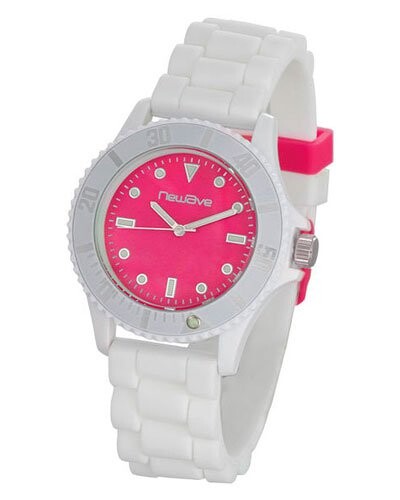 Montre analogique Newave modèle blanc/fuchsia