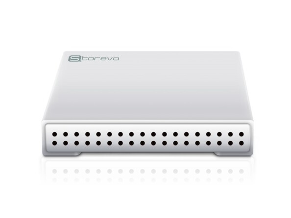 Vue du dessous de la coque en aluminium avec ouvertures d'aération du boîtier HDD Storeva