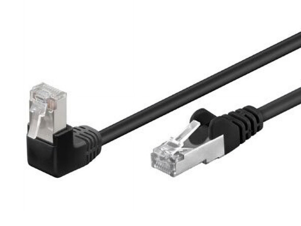 Câble RJ45 CAT5e avec 1 tête coudée 90° Noir - 0,50m