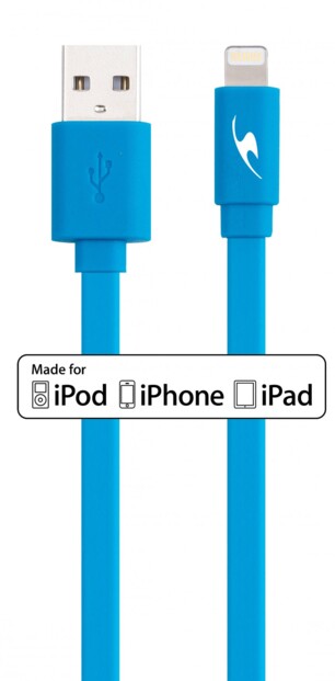 Câble plat USB / Lightning 1 m BlueStork - Bleu