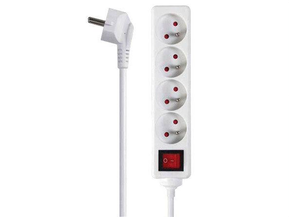 Multiprise avec 4 prises 230 V et interrupteur vue du haut