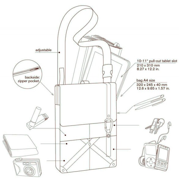 Sac à bandoulière tabBag pour tablette et ordinateur portable 13" - Héritage