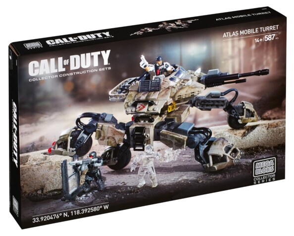boite de jeu de construction megabloks call of duty atlas mobile turret 587 pieces avec 3 figurines