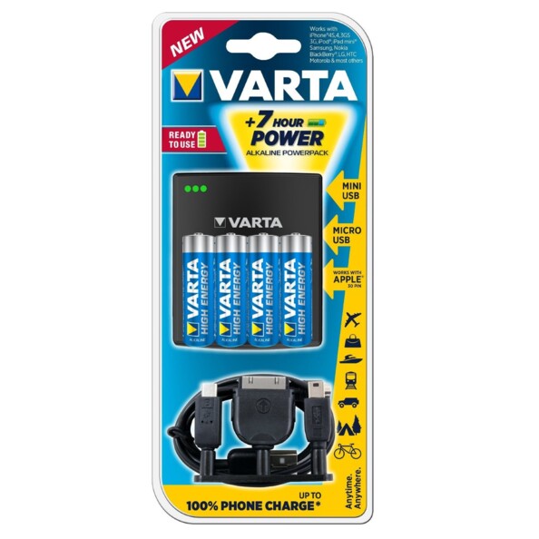 chargeur usb à piles varta en boite avec 4 piles AA