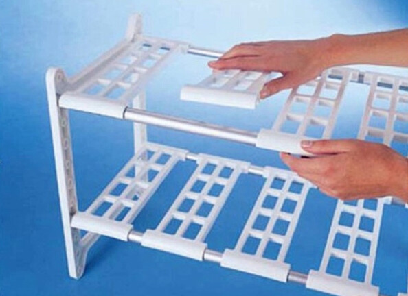 étagère basse en plastique à largeur réglable ruco v640