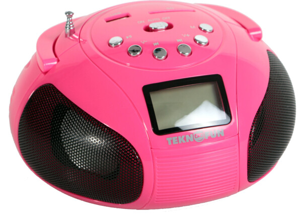 mini radio stéréo avec bluetooth et USB Teknofun mini boombox rose strass