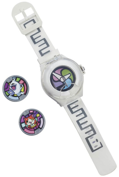 Montre blanche Yo-Kai Watch avec 2 médailles : Whisper et Jibanyan, réplique de la montre de Nathan Adams, convient pour les enfants à partir de 4 ans