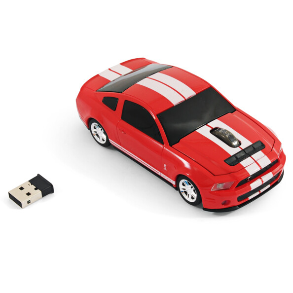 souris sans fil forme ford mustang gt rouge landmice avec dongle USB