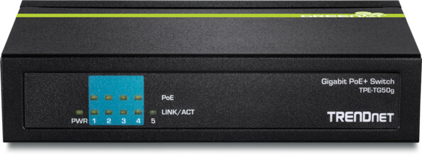 switch poe+ gigabit 5 ports trendnet tpe-tg50g avec diodes led