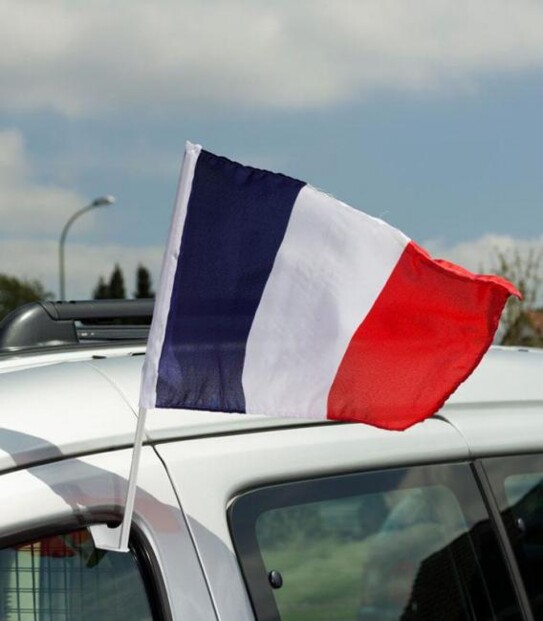 drapeau de la france 45 cm sur hampe en bois pour fixaiton voiture