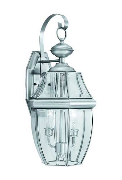 lanterne retro vintage métal nickel avec 2 ampoules pour extérieur philips thomas lightning sl942578