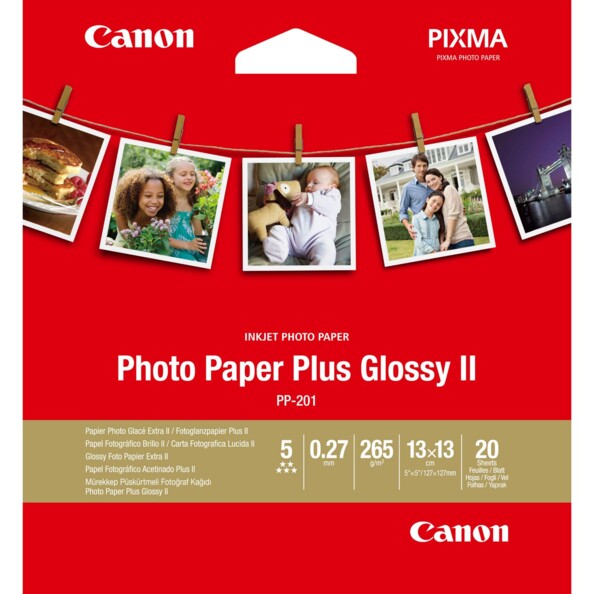 pochette de papier photo brillant format carré 13 x 13 cm pp-201 pour imprimantes canon mg