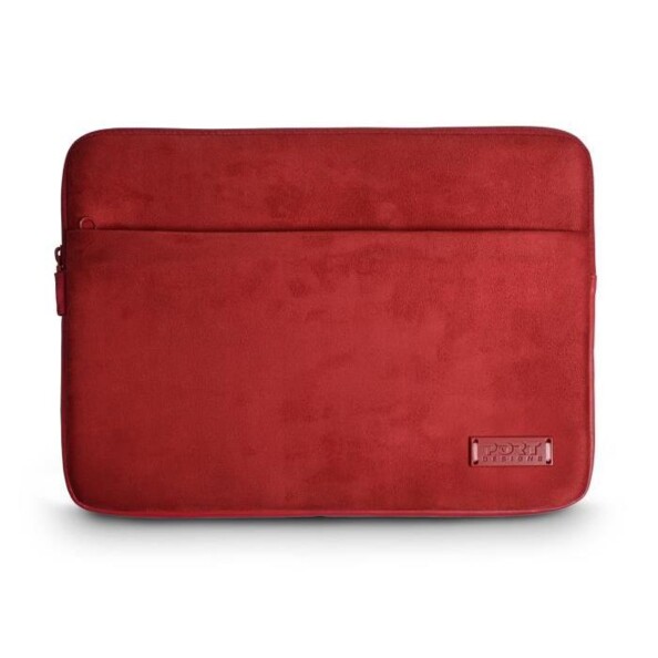 pochette velours et cuir pour macbook et notebook 13 14 port milano rouge
